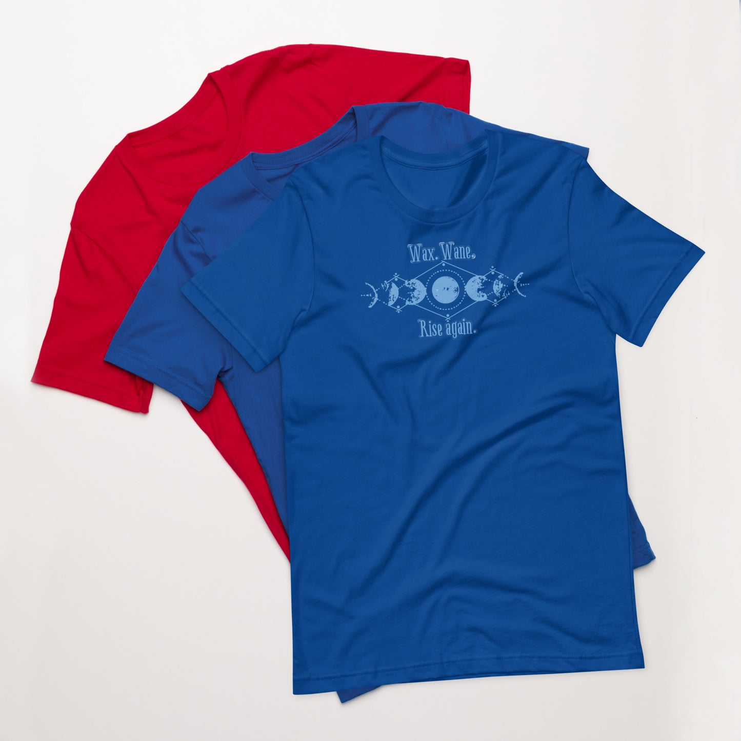 "Wax. Wane. Rise Again." Moon Phases T-Shirt – Lunar Cycle Symbolism for Renewal & Resilience