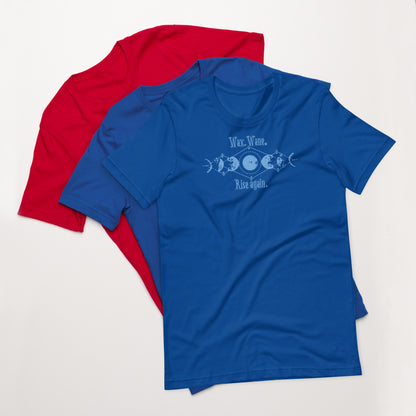 "Wax. Wane. Rise Again." Moon Phases T-Shirt – Lunar Cycle Symbolism for Renewal & Resilience